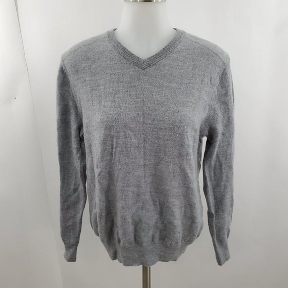 Declan Cartwright Sweater M Merino Wool Gray V-nec‎